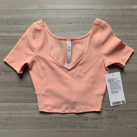 NWT 🍋 Lululemon Ribbed Contoured V-Neck Yoga Short Sleeve - Picture 6 of 8